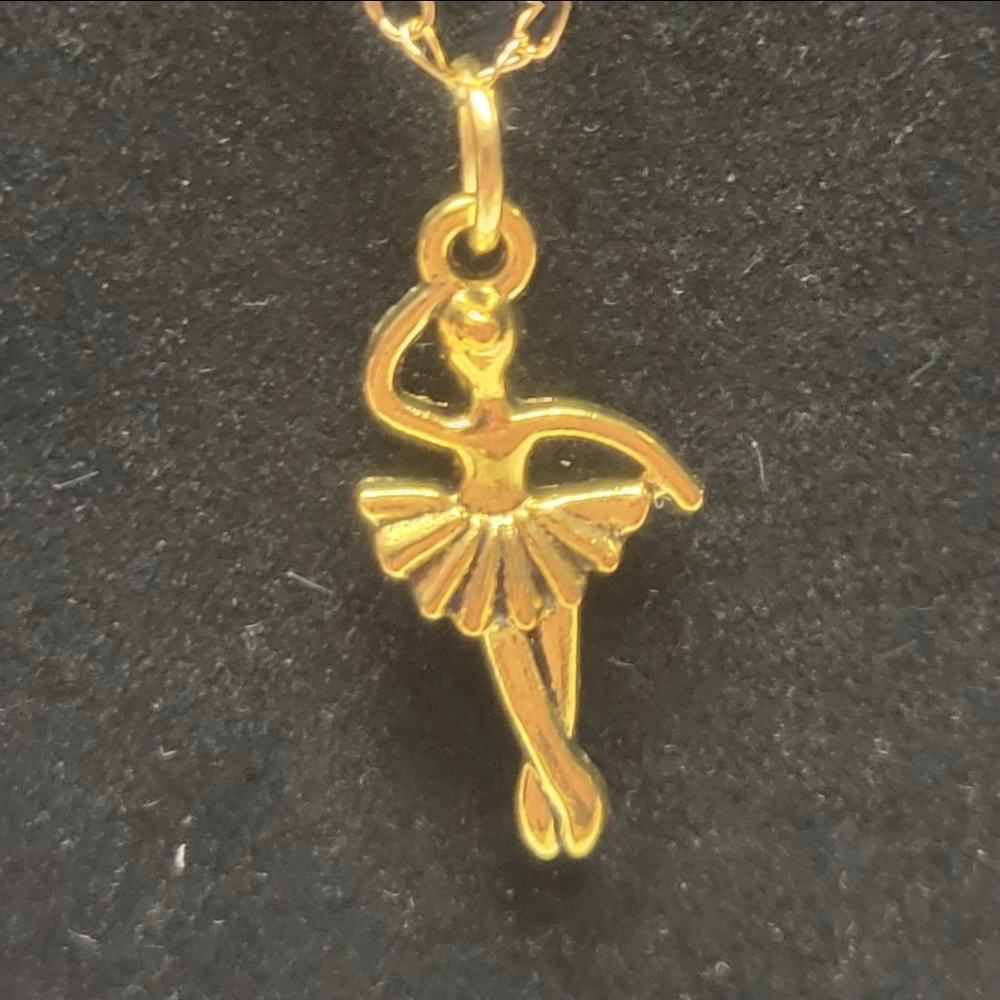 Gold Chain and Gold Ballerina Charm Necklace